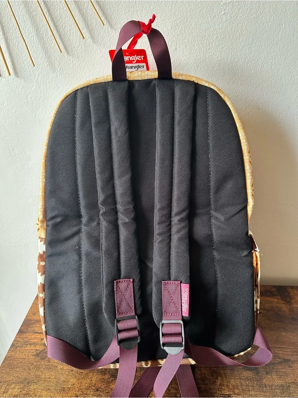 Wrangler Aztec Print Backpack in Brown & Cream Bohemian Western Style NWT
